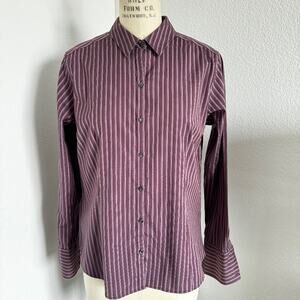 Eddie Bauer - Wrinkle Resistant Stretch Purple Stripe Button Down Shirt size M